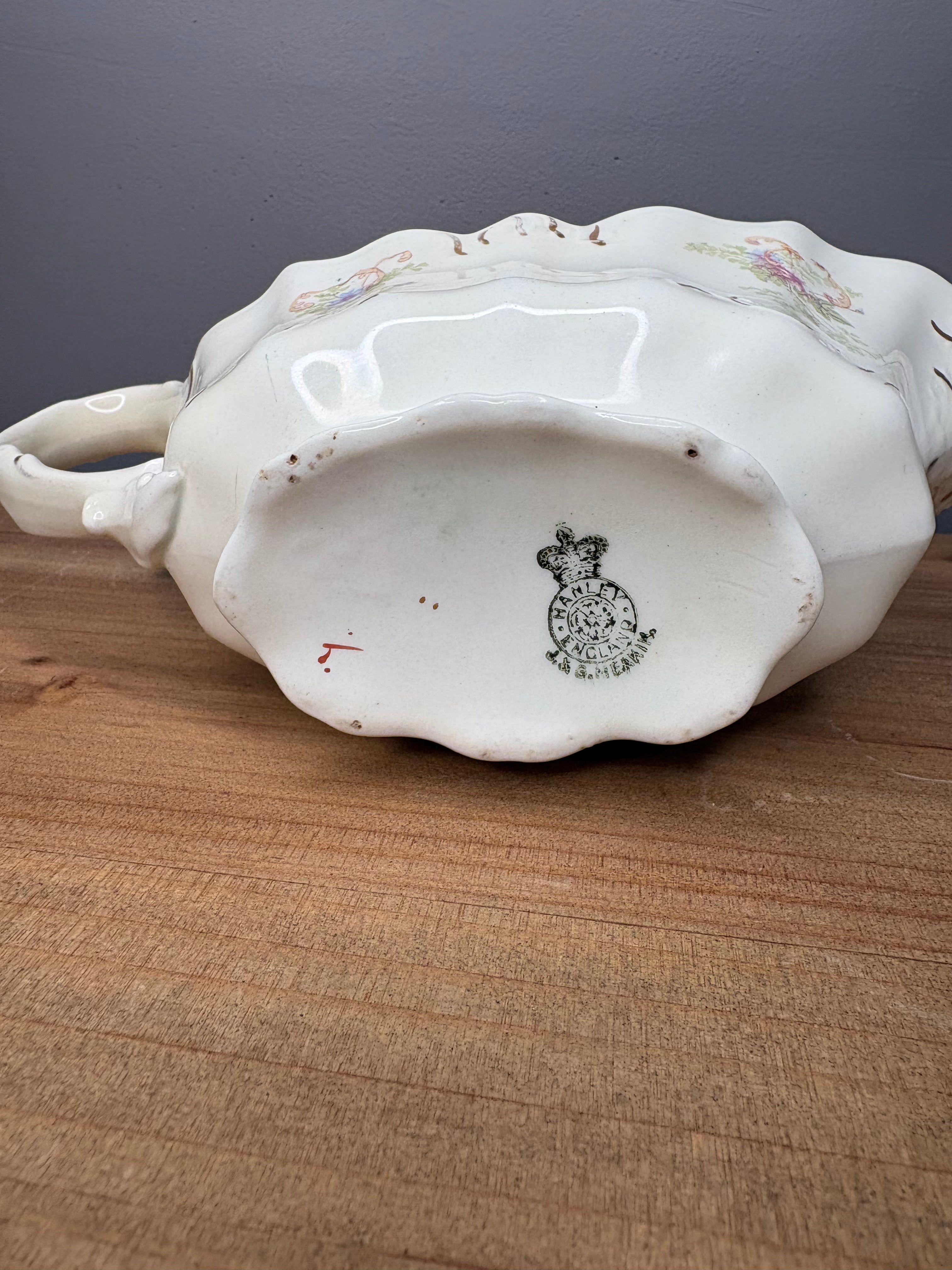 Antique J&G Meakin Hanley England Floral Gravy Boat | c. 1891–1910s