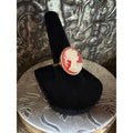 Peach/gold lucite cameo ring - 14 karat gold electroplated - New old stock