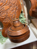 Wood carved wall sconce set