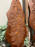 Wood carved wall sconce set