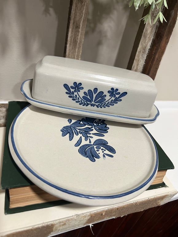 Pfaltzgraff butter dish and stove plate SET