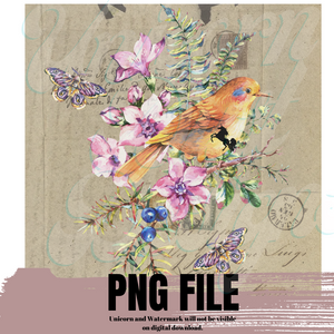Vintage Bird Printable - PNG